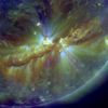 Crackling with Solar Flares Fast-growing sunspot 1112 is crackling with solar flares. So far, none of the blasts has hurled a substantial CME, or coronal mass ejection, toward Earth. In addition, a vast filament of magnetism is cutting across the sun's southern hemisphere. This filament is so large it spans a distance greater than the separation of Earth and the moon. A bright 'hot spot' just north of the filament's midpoint is UV radiation from sunspot 1112. The proximity is no coincidence; the filament appears to be rooted in the sunspot below. If the sunspot flares, it could cause the entire structure to erupt. Thus far, none of the flares has destabilized the filament. Image Credit: NASA