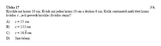 Matematika - nižší úroveň - úloha 17