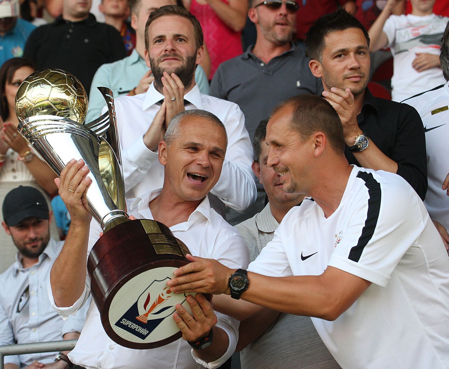 Superpohár 2014, Sparta-Plzeň: Sparta s pohárem (Vítězslav Lavička a  Zdeněk Svoboda)