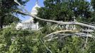 Storm-damaged trees litter the east lawn of the U.S. Capitol in Washington June 30, 2012. Wind gusts clocked at speeds of up to 79 mph were reported in and around the U.S. capital, knocking out power to hundreds of thousands of homes in the Washington, D.C., area. REUTERS/Jonathan Ernst (UNITED STATES - Tags: ENVIRONMENT SOCIETY) Published: Čer. 30, 2012, 1:50 odp.