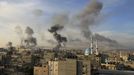 Smoke billows after Israeli air strikes near smuggling tunnels between the southern Gaza Strip and Egypt, on November 21, 2012 in Rafah. Fighting raged on both sides of Gaza's borders Wednesday despite intensified efforts across the region to thrash out a truce to end a week of violence that has cost 136 Palestinian and five Israeli lives.