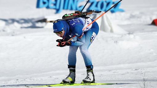 Justine Braisazová -Bouchetová v hromadném závodě na 12,5 km na ZOH 2022 v Pekingu