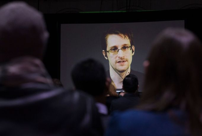 Edward Snowden během nedávné videokonference s kanadskými studenty.