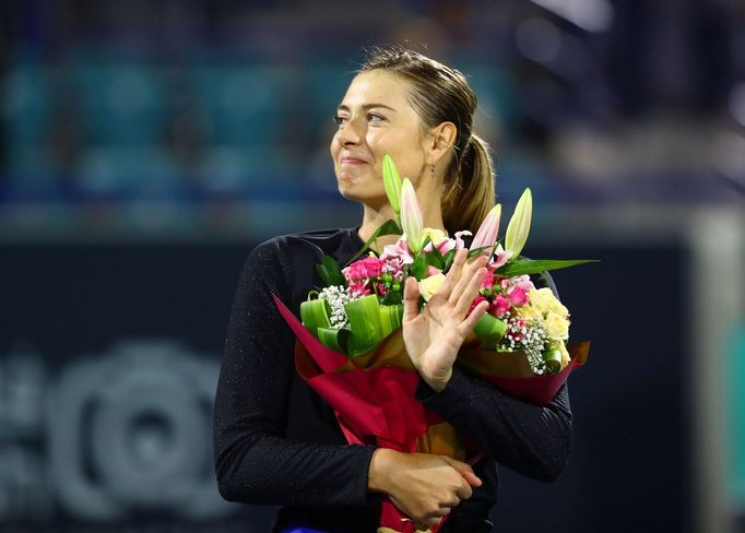 Tennis - Mubadala World Tennis Championship - Abu Dhabi International Tennis Complex, Abu Dhabi, United Arab Emirates - December 19, 2019   Russia's Maria Sharapova after