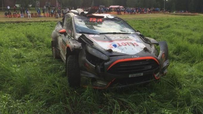 Finská rallye 2015: Robert Kubica, nehoda