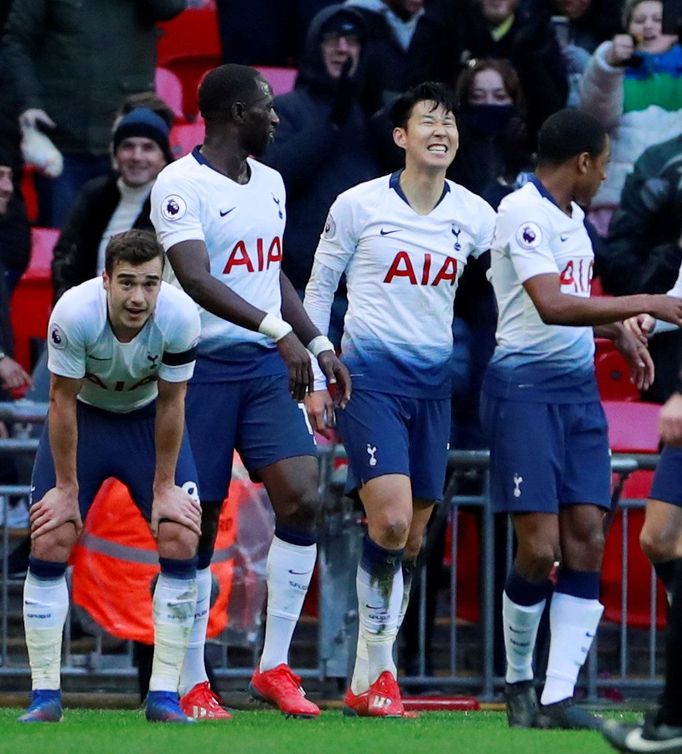 Tottenham se raduje z výhry nad Leicesterem (Son Heung-Min)