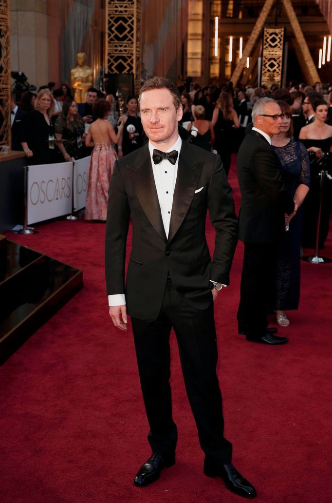 Michael Fassbender, nominated for Best Actor for his role in &quot;Steve Jobs&quot;, arrives