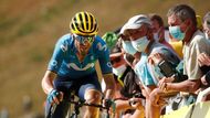 13. etapa Tour de France 2020: Alejandro Valverde při dojezdu do cíle