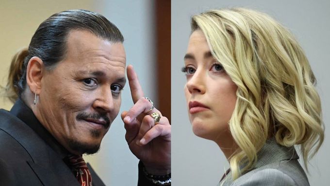 Johnny Depp a Amber Heardová u soudu.