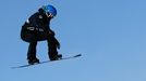 Canada's Maelle Ricker competes during the women's Snowboard-Cross qualifications at the FIS Snowboard World Championships in Stoneham, Quebec, in this file photo from Ja