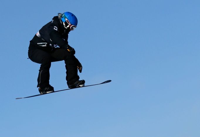 Canada's Maelle Ricker competes during the women's Snowboard-Cross qualifications at the FIS Snowboard World Championships in Stoneham, Quebec, in this file photo from Ja