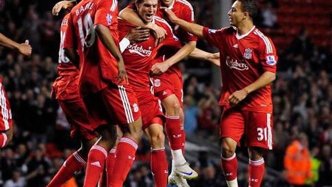 Liverpool a jeho radost z gólu do sítě Crewe