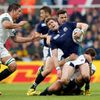 Jihoafrická republika proti Skotsku na MS v rugby 2015 (Skotský Richie Vernon zastavený Handre Pollardem)