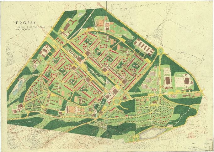 Jiří Novotný a kol. (autor územního řešení): Sídliště Prosek , podrobný územní plán, 1962, Útvar rozvoje hl. m. Prahy