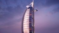 8. místo: Burj Al Arab 
 Země: Spojené arabské emiráty  Výška: 322 metrů  Burj al Arab patří mezi nejluxusnější a nejznámější hotely světa. Hostům nabízí dopravu helikoptérou, čtyři bazény a soukromou pláž.