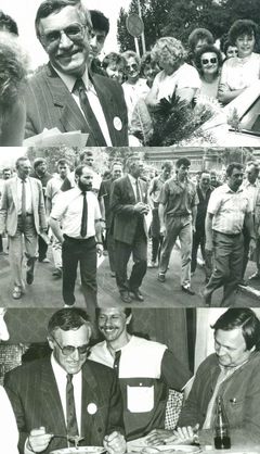 Opřený o lid. První porevoluční ministr financí Václav Klaus v Ostravě během předvolební kampaně Občanského fóra v roce 1990.