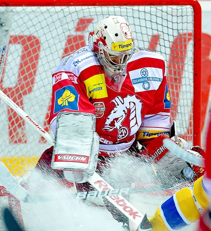 Třinec vs. Zlín, čtvrtý zápas semifinále play off extraligy (Hamerlík).