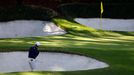 Golf - The Masters - Augusta National Golf Club - Augusta, Georgia, U.S. - November 12, 2020 Spain's Jon Rahm plays out of a bunker on the 12th during the first round REU