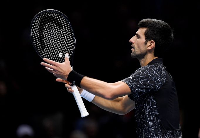 tenis, Turnaj mistrů 2018, Novak Djokovič při utkání s Alexanderem Zverevem