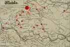 Příhraniční oblast východně od Náchoda má silná pouta k několika českým vesnicím na polské straně (malé puntíky). Z těch byli po válce odsunuti Češi žijící v Německu, z něhož se po válce stalo Polsko. A tak přišli přes hranice (šipky) do Machovské Lhoty (velký puntík).
