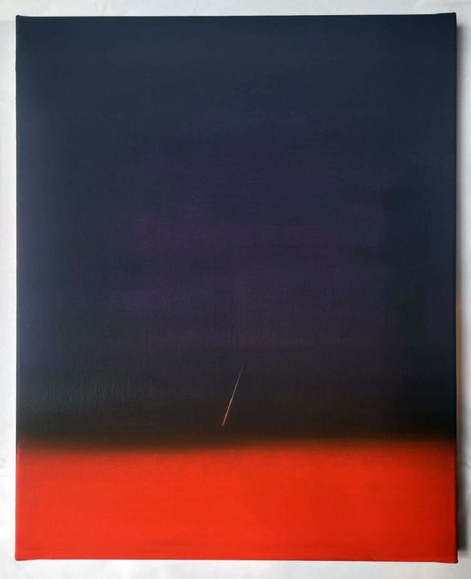 Caroline Corbasson: Wish, 2022, kvaš na plátně, 33 x 41 cm, 400 eur.