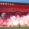 Semifinále MOL Cupu 2018/19, Slavia - Sparta: Pyrotechnika v sektoru fanoušků Slavie