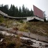 The Olympic Rings are seen on the disused ski jump from the Sarajevo 1984 Winter Olympics on Mount Igman, near Saravejo