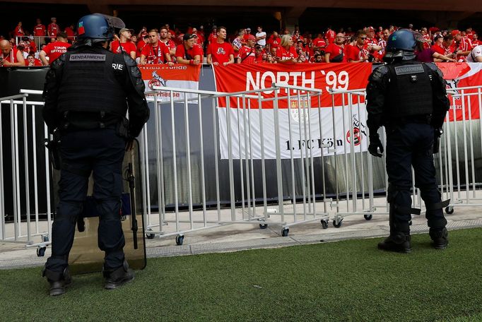 Soccer Football - Europa Conference League - Group D - OGC Nice v Cologne - Allianz Riviera, Nice, France - September 8, 2022 Police force take position in front of fans