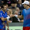 Radek Štěpánek a Tomáš Berdych při čtyřhře ve finále Davis Cupu