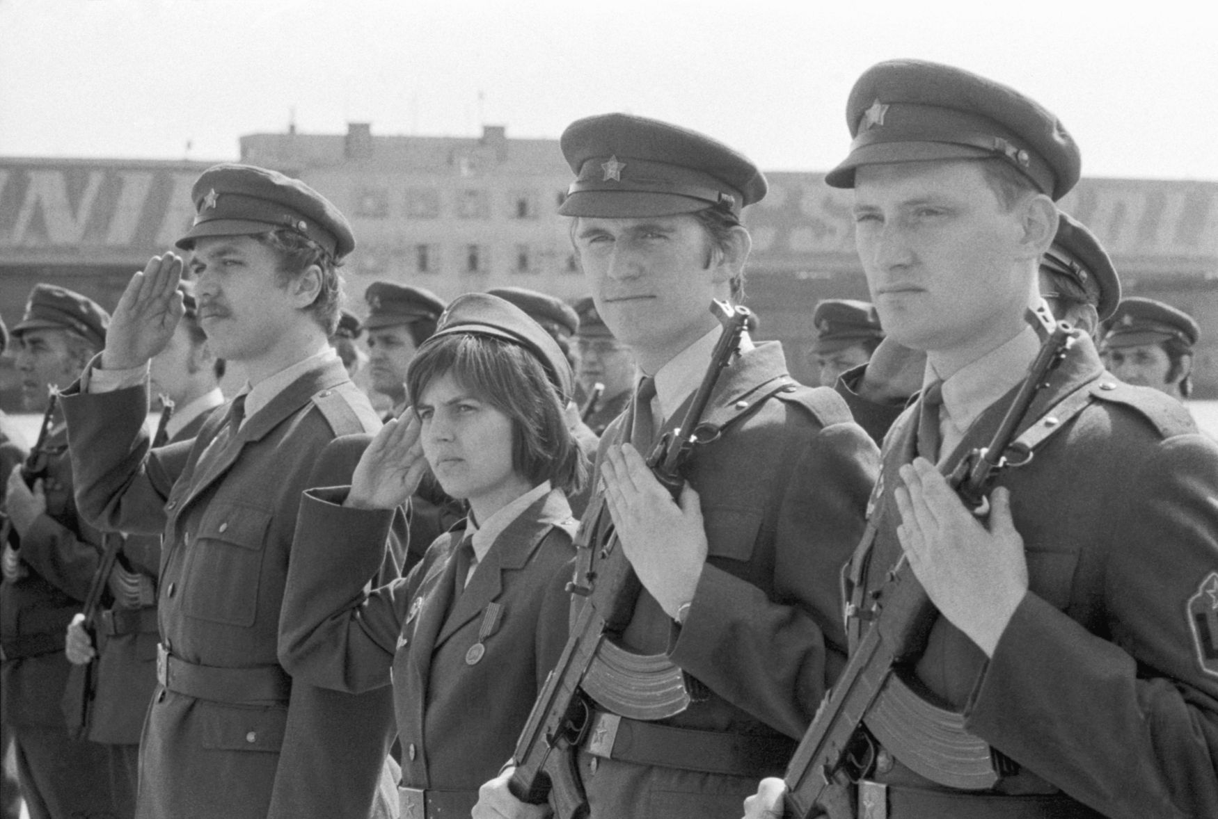 Lidové milice přísaha v Praze-Ruzyni 1976