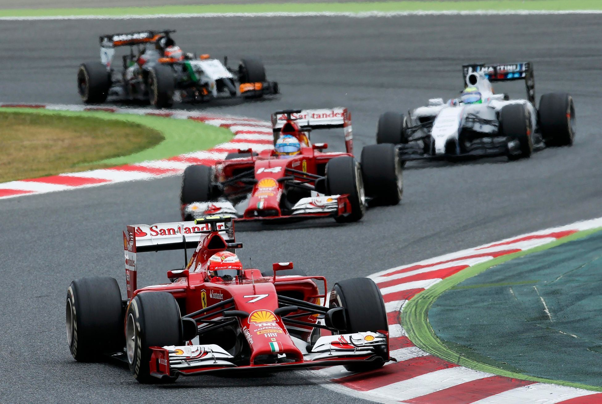 Ferrari Formula One driver Raikkonen of Finland steers during the Spanish F1 Grand Prix at the Barcelona-Catalunya Circuit in Montmelo