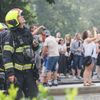 Ukázka požárního zásahu při příležitosti 140 let od požáru Národního divadla, hasiči, hašení