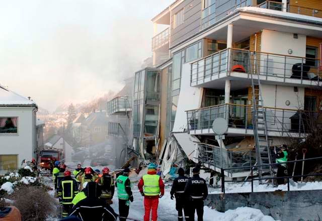 Zřícená budova v Norsku