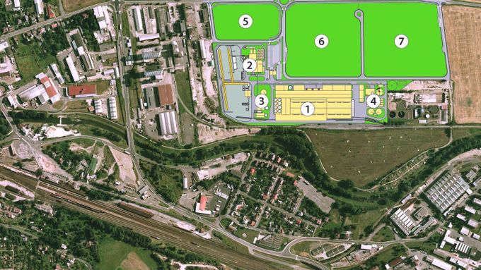 Schéma průmyslové zóny Leštinská u Zábřehu. Voliči v referendu rozhodnou, zda tady vyroste papírna společnosti Wanemi za šest miliard korun.