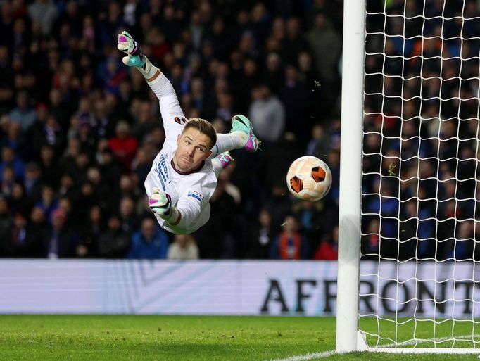 Soccer Football - Europa League - Group C - Rangers v Sparta Prague - Ibrox Stadium, Glasgow, Scotland, Britain - November 9, 2023 Rangers' Jack Butland in action REUTERS