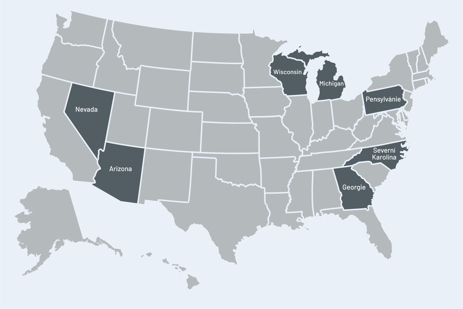 USA mapa - Swing states