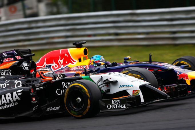 F1, VC Maďarska 2014: Nico Hülkenberg, Force India a Sebastian Vettel, Red Bull