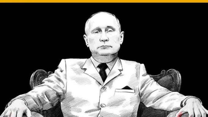 Putin se zakrvácenými prsty dominuje speciální webové stránce s názvem putinuvhlad.cz