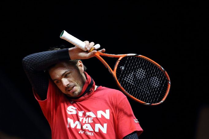 Stanislas Wawrinka trénuje před finále Davis Cupu