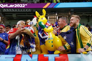 Fanoušci Austrálie před zápasem MS 2022 Francie - Austrálie.