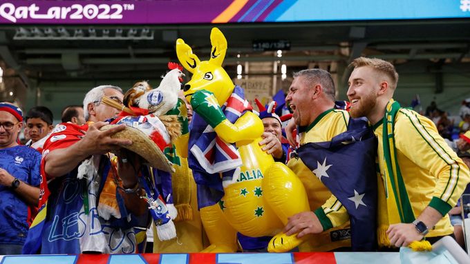 Fanoušci Austrálie před zápasem MS 2022 Francie - Austrálie.