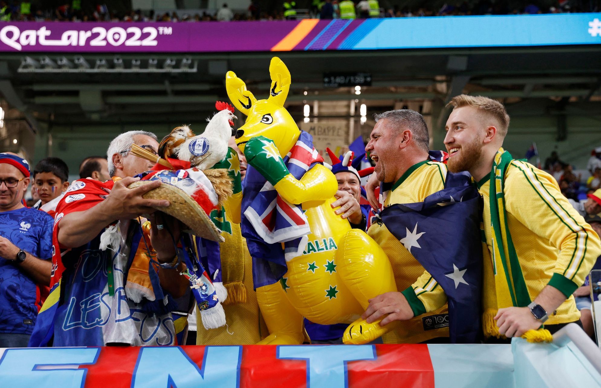 Fanoušci Austrálie před zápasem MS 2022 Francie - Austrálie