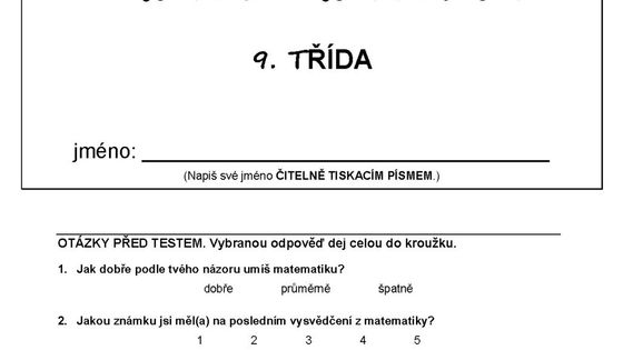 Vyzkoušejte se: Zadání otázek pro pilotní celoplošné testování 9. tříd