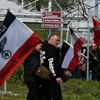 Right-wing protestors gather for a demonstration in the town of Plauen
