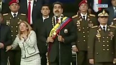Nicolás Maduro před explozí