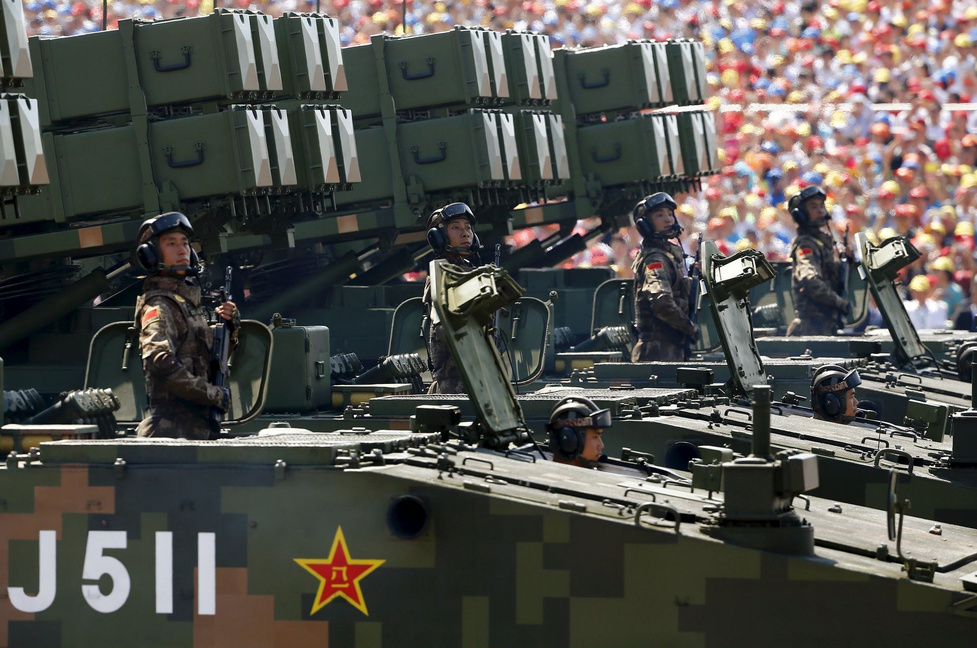 Vojenská přehlídka v Pekingu.