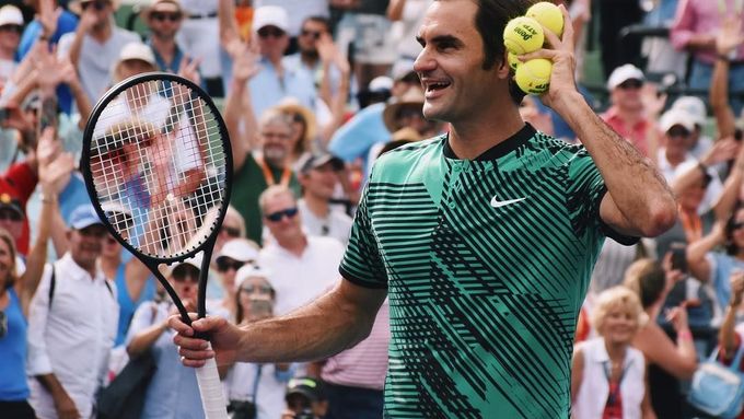 Roger Federer na turnaji v Miami. Ten ovládl také.