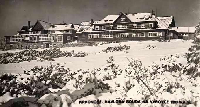 Havlova bouda v Krkonoších. Foto z roku 1938