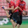 Tomáš Sivok, Jan Laštůvka a Jan Rezek, trénink českého národního týmu den před zápasem s Maďarskem.