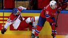 Czech Republic's Michal Kempny in action with Norway's Kristian Forsberg.